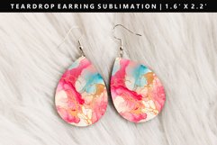 Alcohol Ink Teardrop Earring Sublimation PNG Design Product Image 1