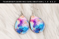 Alcohol Ink Teardrop Earring Sublimation PNG Design Product Image 1