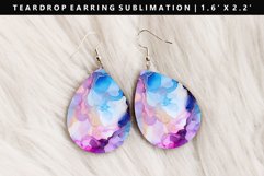 Alcohol Ink Teardrop Earring Sublimation PNG Design Product Image 1