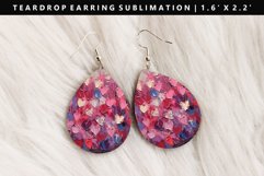 Heart Teardrop Earring Sublimation PNG Design Product Image 1