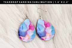 Alcohol Ink Teardrop Earring Sublimation PNG Design Product Image 1