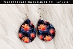 Flower Teardrop Earring Sublimation PNG Design Product Image 1
