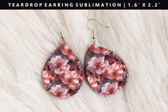 Flower Teardrop Earring Sublimation PNG Design Product Image 1