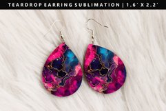 Alcohol Ink Teardrop Earring Sublimation PNG Design Product Image 1