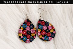 Flower Teardrop Earring Sublimation PNG Design Product Image 1