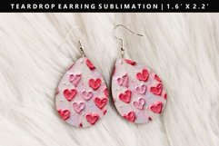 Heart Teardrop Earring Sublimation PNG Design Product Image 1