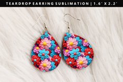 Flower Teardrop Earring Sublimation PNG Design Product Image 1