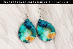 Alcohol Ink Teardrop Earring Sublimation PNG Design Product Image 1