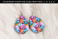 Flower Teardrop Earring Sublimation PNG Design Product Image 1