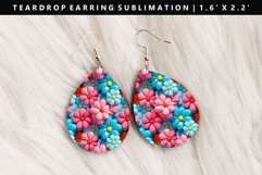 Flower Teardrop Earring Sublimation PNG Design Product Image 1