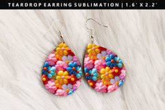 Flower Teardrop Earring Sublimation PNG Design Product Image 1