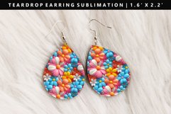 Flower Teardrop Earring Sublimation PNG Design Product Image 1