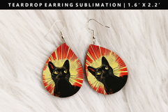 Colored Cats eardrop Earring Sublimation PNG Design Product Image 1
