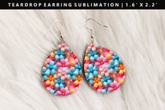 Flower Teardrop Earring Sublimation PNG Design Product Image 1