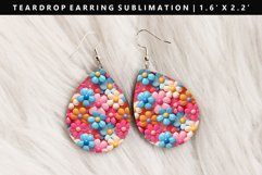 Flower Teardrop Earring Sublimation PNG Design Product Image 1