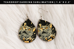 Colored Cats eardrop Earring Sublimation PNG Design Product Image 1