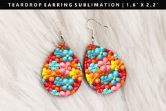 Flower Teardrop Earring Sublimation PNG Design Product Image 1