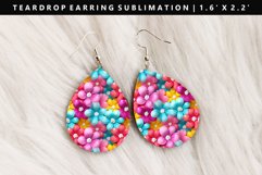 Flower Teardrop Earring Sublimation PNG Design Product Image 1