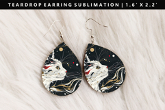 Colored Cats eardrop Earring Sublimation PNG Design Product Image 1