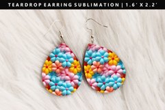 Flower Teardrop Earring Sublimation PNG Design Product Image 1