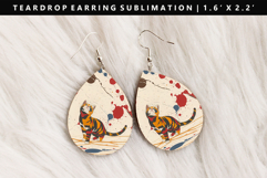 Colored Cats eardrop Earring Sublimation PNG Design Product Image 1