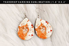 Colored Cats eardrop Earring Sublimation PNG Design Product Image 1