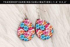Flower Teardrop Earring Sublimation PNG Design Product Image 1