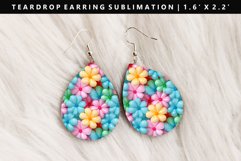Flower Teardrop Earring Sublimation PNG Design Product Image 1