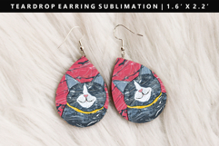Colored Cats eardrop Earring Sublimation PNG Design Product Image 1