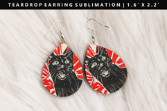 Colored Cats eardrop Earring Sublimation PNG Design Product Image 1