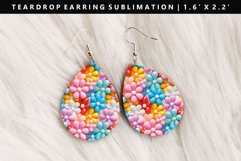 Flower Teardrop Earring Sublimation PNG Design Product Image 1