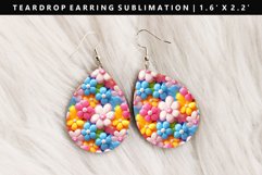 Flower Teardrop Earring Sublimation PNG Design Product Image 1