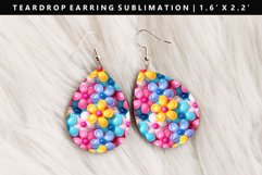 Flower Teardrop Earring Sublimation PNG Design Product Image 1