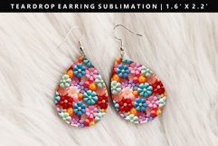 Flower Teardrop Earring Sublimation PNG Design Product Image 1