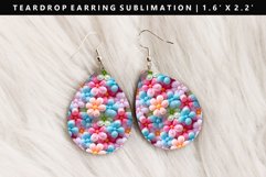 Flower Teardrop Earring Sublimation PNG Design Product Image 1
