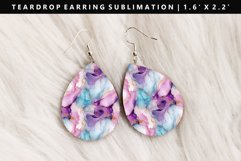 Alcohol Ink Teardrop Earring Sublimation PNG Design Product Image 1