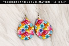 Flower Teardrop Earring Sublimation PNG Design Product Image 1