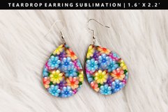 Flower Teardrop Earring Sublimation PNG Design Product Image 1