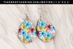 Flower Teardrop Earring Sublimation PNG Design Product Image 1