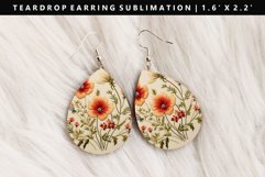 Flower Teardrop Earring Sublimation PNG Design Product Image 1
