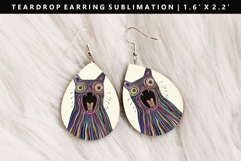 Colored Cats eardrop Earring Sublimation PNG Design Product Image 1