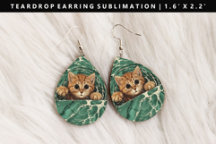 Colored Cats eardrop Earring Sublimation PNG Design Product Image 1