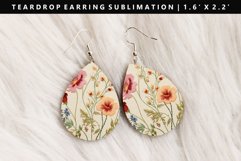 Flower Teardrop Earring Sublimation PNG Design Product Image 1