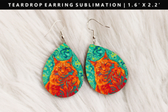 Colored Cats eardrop Earring Sublimation PNG Design Product Image 1