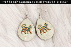 Colored Cats eardrop Earring Sublimation PNG Design Product Image 1