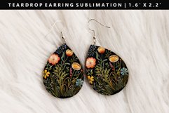 Flower Teardrop Earring Sublimation PNG Design Product Image 1