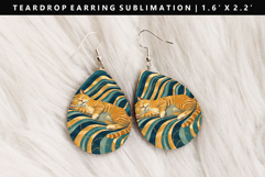 Colored Cats eardrop Earring Sublimation PNG Design Product Image 1