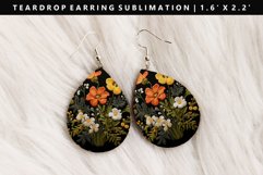 Flower Teardrop Earring Sublimation PNG Design Product Image 1