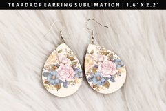 Flower Teardrop Earring Sublimation PNG Design Product Image 1