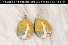 Colored Cats eardrop Earring Sublimation PNG Design Product Image 1